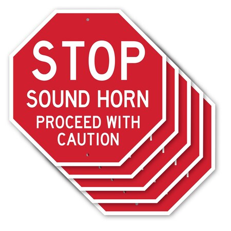 Signmission Stop Sound Horn Proceed with Cautio, 10 inch X 10 inch, Aluminum Metal Signs, 5PK OC-A-5Pack-10-323