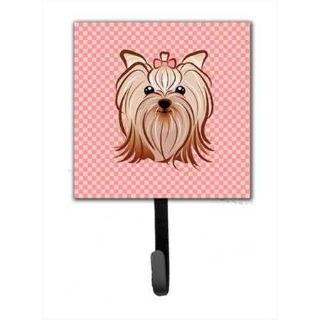 Carolines Treasures Pink Checkered Yorkie And Yorkshire Terrier Leash or Key Holder BB1138SH4