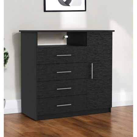 Homeroots 36" Black Four Drawer Combo Dresser 544043