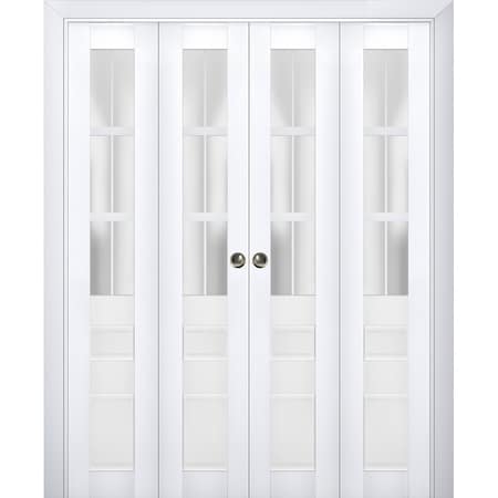Sartodoors Sliding Closet Double Bi-fold Doors White Solid Core Modern Interior VEREGIO7339DBF-WS-72 x 80 (4* 18x80)