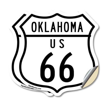 Signmission Oklahoma Route Marker Shield Sign Us 66, 6 inch X 6 inch, Vinyl Decal, 2PK SHI-D-2PACK-6-426