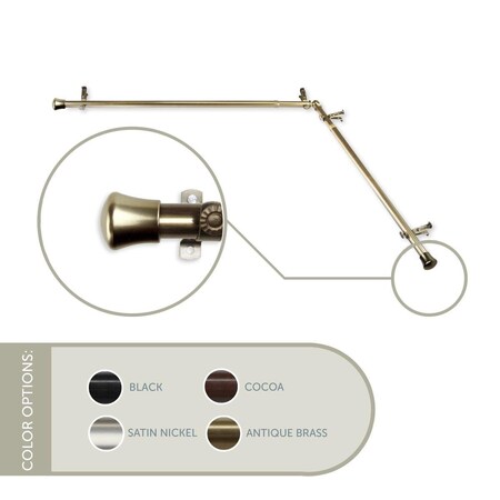 Kd 0.8125 in. Single Corner Curtain Rod with 28 to 48 in. Extension on Each Side, Antique Brass KD3738895