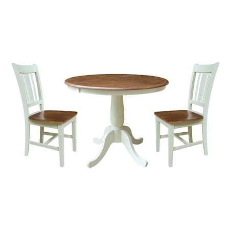 Whitewood Industries Rectangular Extension Dining Table W/ 2 Chairs, 36 in W, 29.3 in L, 48 in H, Parawood, 3 K79-36RXT-C10-2