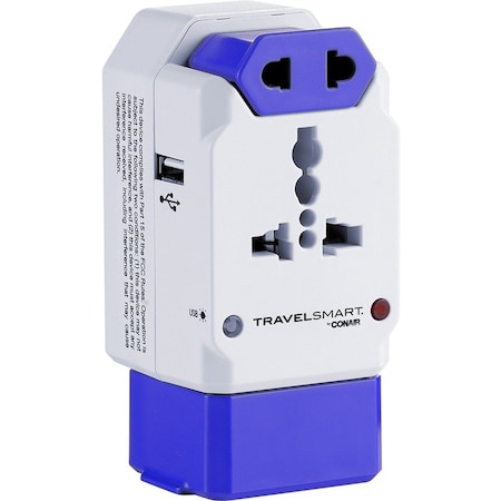 Travel Smart By Conair Conair Travel Smart Power Plug - 3 x AC Power, 1 x USB Receptacle - 120 V AC, 230 V AC TS238X