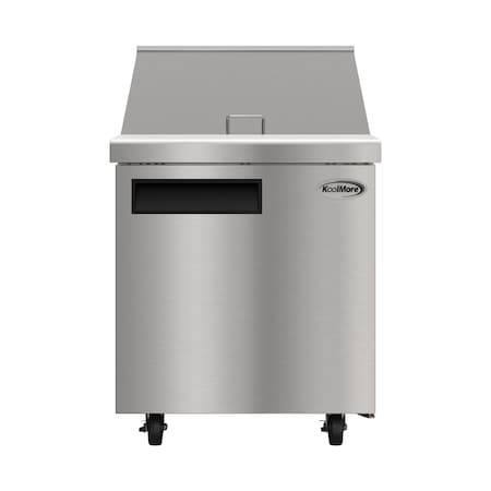 Koolmore 27 in. 1 Door Refrigerated Mega Sandwich Prep Table, 12 Pan Capacity and 7.1  Cu. Ft. of Storage KM-MPTR27-1D