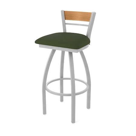 Holland Bar Stool Co Revelle 25in Swivel Counter Stool with Anodized Nickel Finish, Medium Back and Canter Pine Seat 881