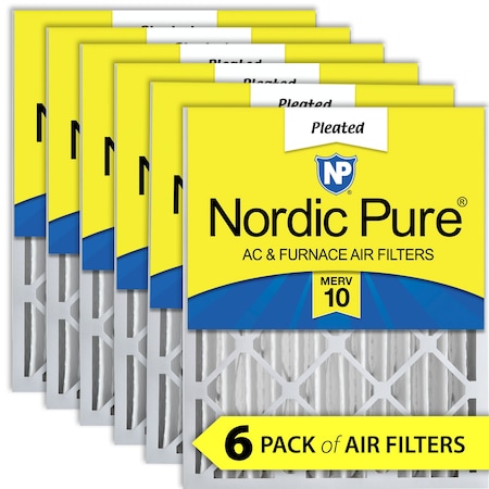 Nordic Pure 20x20x4 Pleated Air Filter, High Capacity, Electrostatically Charged Synthetic Media, MERV 10, 6 PK 20x20x4M10-6