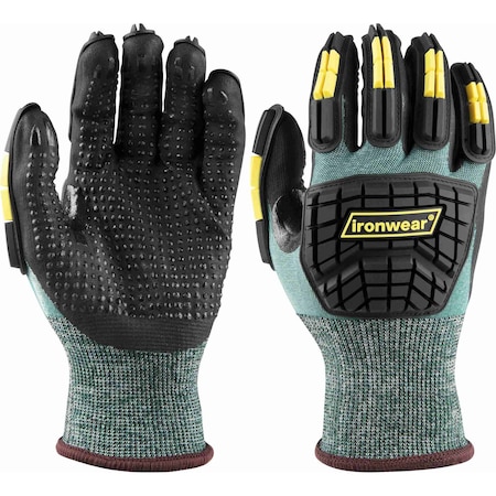 Ironwear Impact Resistant A4 Cut Level HPPE Work Gloves, Foam Nitrile Palm, Large 4915-TPR-LG