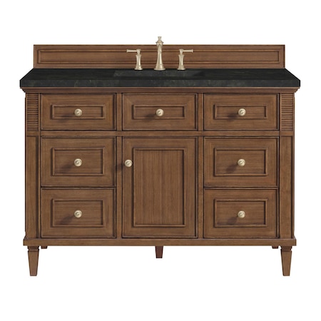 James Martin Vanities Lorelai 48" Single Vanity, Mid-Century Walnut, w/ 3 CM Phantome Eclos Top 424-V48-WLT-3PHT