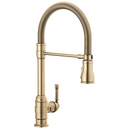 Delta Broderick Single Handle Pull-Down Kitchen Faucet With Spring Spout In Champagne Bronze 9690-CZ-DST