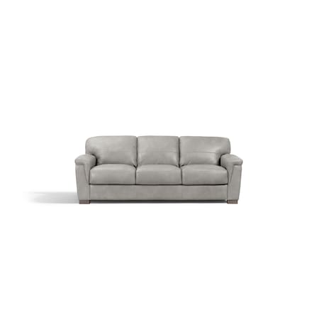 Homeroots 91" Gray Leather Sofa With Black Legs 491297