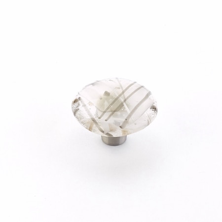Schaub 1-1/2in Round Glass Ice Cabinet Knob Confetti White Grey Finish 31-CWG
