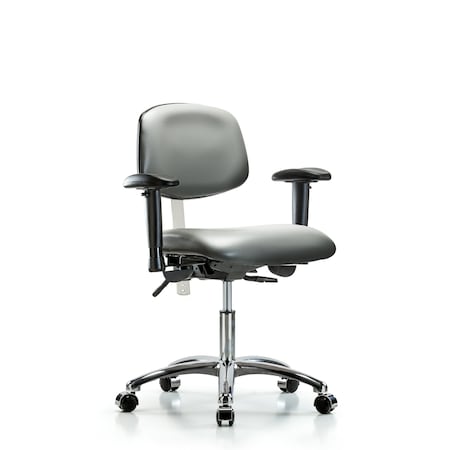 Blue Ridge Ergonomics Vinyl Clean Room Chair, Adjustable Arms BR-NCR-VDHCH-CR-T1-A1-CC-8840