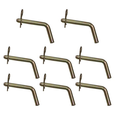 Mytee Products AgraLink Bent Trailer Hitch Pins & Clip w/Grooved Head, 1/2-Inch Diameter, 3in Usable Length, 8PK BHP-71410x8