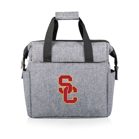 Picnic Time Family Of Brands NCAA USC Trojans On The Go Lunch Bag Cooler - Soft Cooler Lunch Box, Heathered Gray 510-00-105-094-0