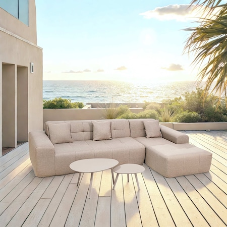 Deko Living 4 Piece Brown Outdoor Compressed Foam Sectional Sofa Lounger and Table Set COP30118