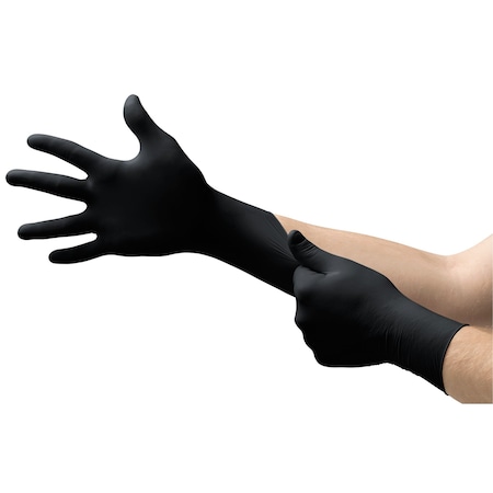 Ansell MidKnight MK-296, Disposable Gloves, 4.7 mil Palm, Nitrile, Powder-Free, XS, 100 PK, Black MK-296