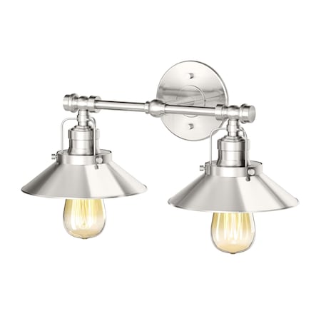 Gatco Modern Farmhouse Metal Double Sconce, Satin Nickel 1721