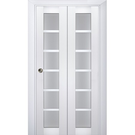 Sartodoors Sliding Closet Bi-fold Doors White Solid Core Modern Interior VEREGIO7602BF-WS-48 x 96 (2* 24x96)
