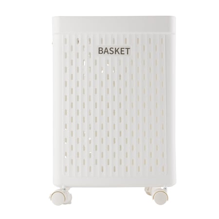 Lavish Home Plastic Laundry Basket with Wheels, White, 65L 83-LB-M
