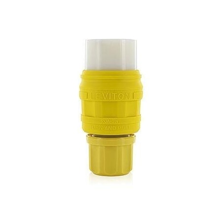 Leviton Watertight Straight Blade Connector, 6-20R, 20 A, 250V AC, 2 Pole, 3 Wire, Screw Terminals, Yellow 79W48-C