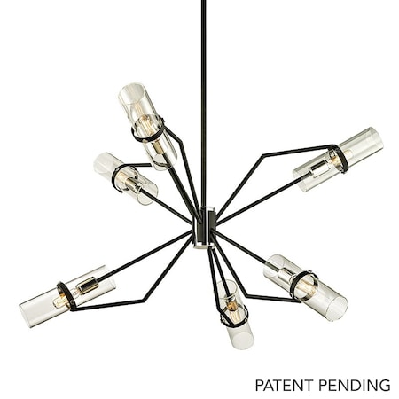 Troy Lighting Raef 6 Light Chandelier 36 In. Textured Black & Polish Nickel F6326-TBK/PN