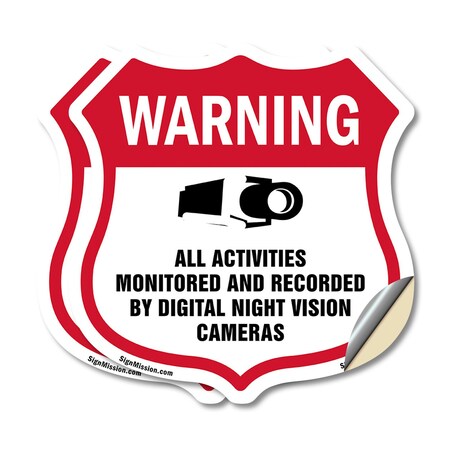Signmission Video Surveillance Shield Sign Warning A, 6 inch X 6 inch, Vinyl Decal, 2PK SHI-D-2PACK-6-474