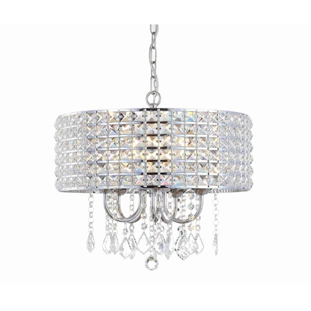 Jonathan Y Reese 17 in. Metal/Crystal LED Adjustable Drop Chandelier, Chrome JYL7468A