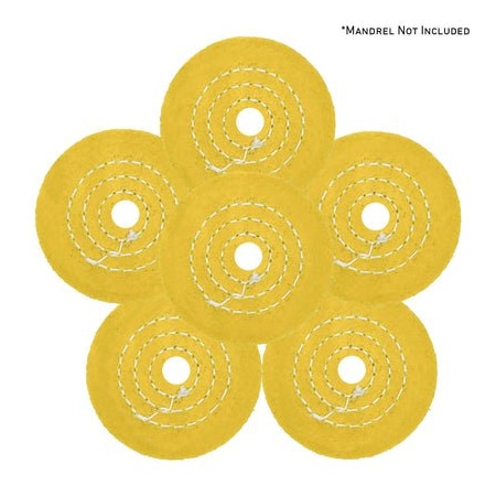 Renegade Products Usa Mini Buffing Wheels, 1/2" Arbor Hole, Yellow Mini Buff Pack, 20-Ply, 1/4" Thick, 3 Inch, 6PK FCV3X20PYT-1/2AH-6PK