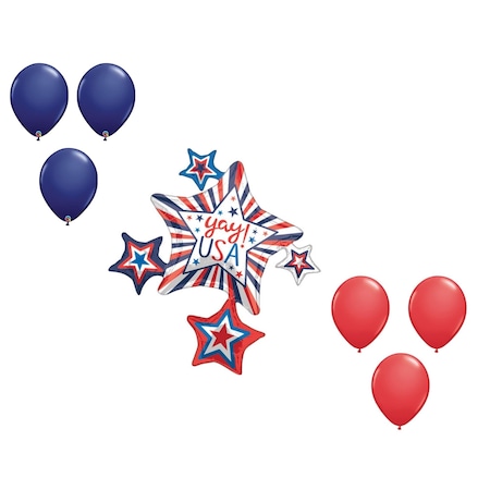 Loonballoon 35 Inch USA YAY Star Cluster Balloon Shape Set 6x latex LB-98003