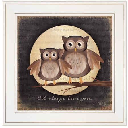 Homeroots Owl Always Love and Need You 1 White Framed Print Wall Art 405240