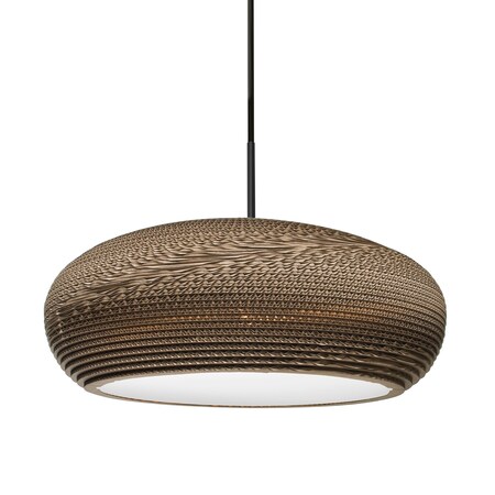 Besa Lighting Besa Venus Pendant, Corrugated Cardboard, Black Finish, 1x 9W LED 1JT-VENUS-LED-BK