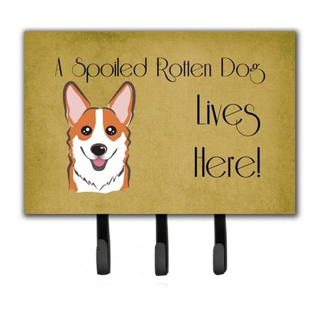 Carolines Treasures Red Corgi Spoiled Dog Lives Here Leash and Key Holder BB1502TH68