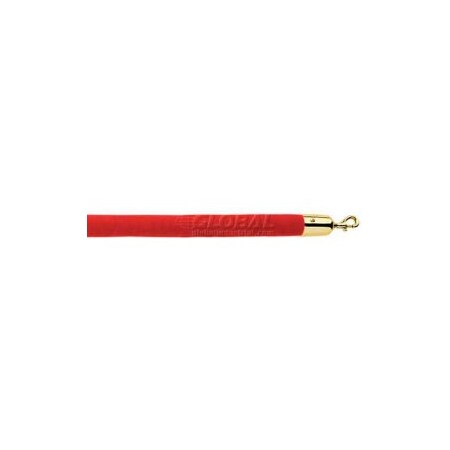 Lavi Industries 6'L Cardinal Velour Rope With Polished Brass Hooks 00-930161/6CD