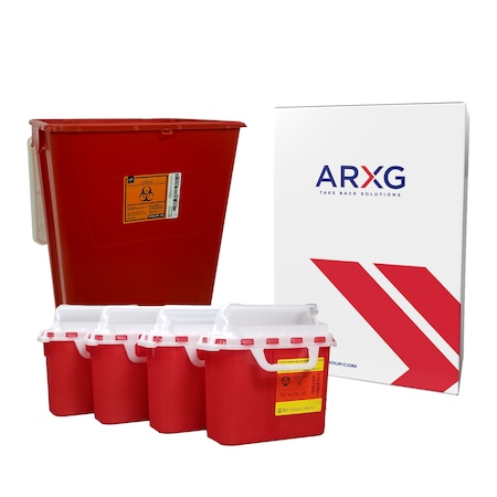 Arxg 18gal Mail-In Take Back Sharps Container with 5.4qt Sharps Container Bundle, 4PK NS 5640