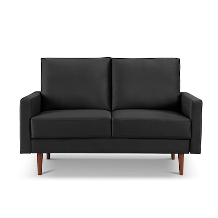Homeroots 57" Black And Dark Brown Velvet Loveseat 543720