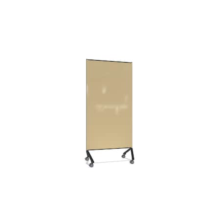 Ghent Pointe Mobile Glassboard, Non-Magnetic, 77''H x 36''W, Beige Painted Glass, Black Frame PNT1UN7736BLKBG