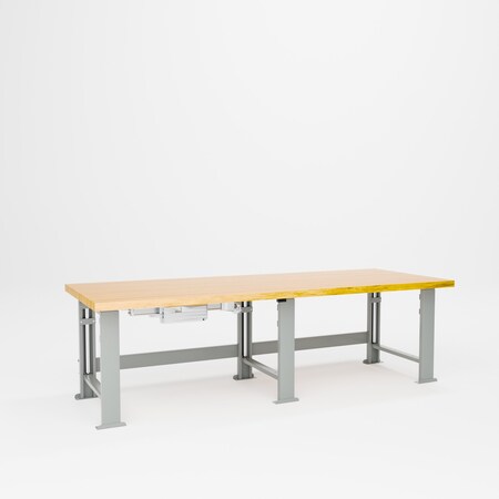 Pucel Hardwood Top Hydraulic Bench, 36 in W x 96 in D x 37 in H, Gray HBW-3696-E12