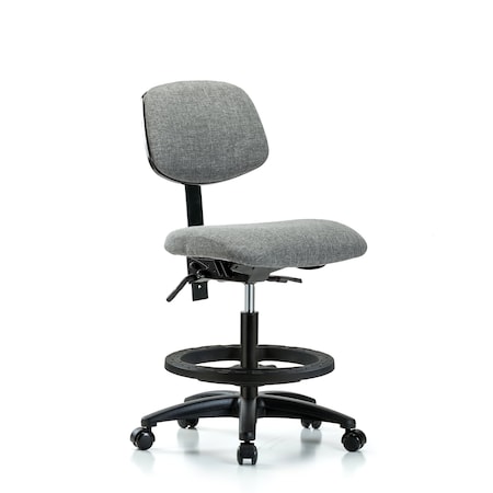 Blue Ridge Ergonomics Chair, Fabric, Med Bench, BF Casters, Gry, No Arms, 22" to 29" Height, Gray BR-FMBCH-RG-T0-A0-BF-RC-F44