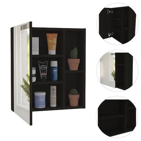 Homeroots 18" Black Laminate Accent Cabinet With Three Shelves 477661