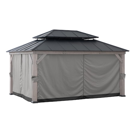 Sunjoy Replacement Privacy Curtain for Outdoor 12 ft. x 16 ft. Hard Top Gazebo - Gray A111308901