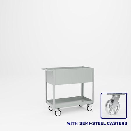 Pucel Welded Box Service Cart, 18 in W x 36 in D x 37 in H, Semi-Steel Casters, 12 in Deep Box, Black TSC-1836-12S