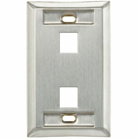 Leviton 2-Port Wallplate Unloaded, 1-Gang W/Designation Window, Quickport Ss 43080-1L2