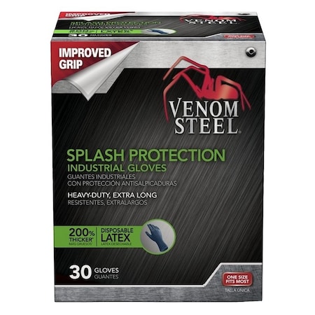 Venom Steel Venom Steel, Disposable Gloves, 13 mil Palm, Latex, Powder-Free, OneSize, Blue VEN6025