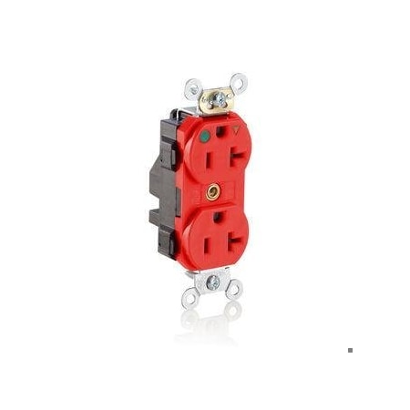 Leviton Straight Blade Receptacle, 5-20R, 20 A, 125V AC, Flush Mount, Isolated Ground M8300-IGR