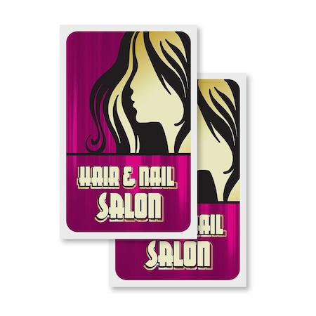 Signmission Hair And Nail Salon, Vinyl Decals Only 24 Inch x 36 Inch, Vinyl Decal, 2PK DSB-2436-2PACK-30383