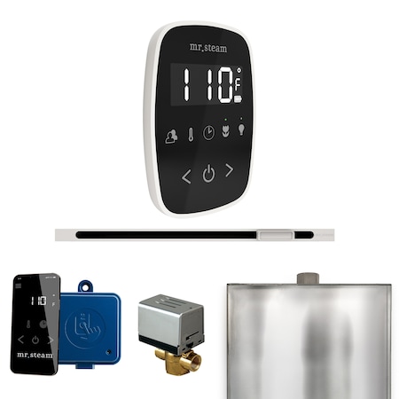 Mr. Steam ButlerFlex Steam Shower Control Package with TempoFlex Control and Linear Steamhead in Black White BTLRL1RWH