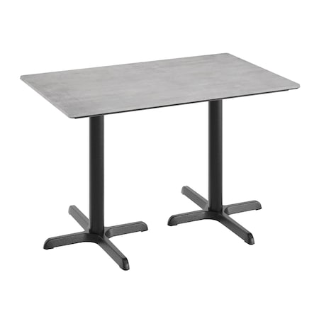 Flash Furniture 48"x30" Tabletop, Gray Faux Concrete, Seamless Surface Technology, 22x30 Black Table Height X-Bases ST-REC3048-CMGY-T2230-GG
