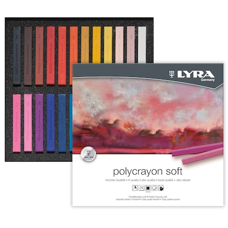 Lyra PolyCrayons Soft Pastel Sticks Set, Assorted Colors, 24-Piece Set L5651240