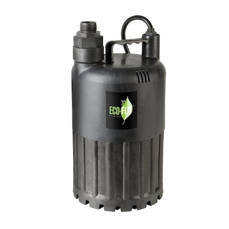 Eco-Flo SUP Series Submersible Utility Pump, 3.3 A, 115 V, 1/2 hp, 1-1/4 in Outlet, 3180 gph SUP80